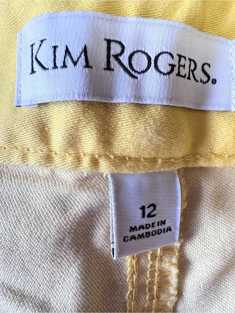 Kim Rogers Yellow High Rise Wide Leg Cropped Pants - Size 12 - Picture 8 of 9